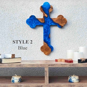 Custom Made Resin&Olive Wood Wall Cross,Wooden Crucifix,Epoxy and Olive Wood Wall Cross, Large Wooden Wall Cross,Handmade Wall Cross image 2