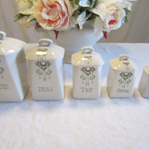 Set of 5 storage jars Art Nouveau, France, Antique, Vintage