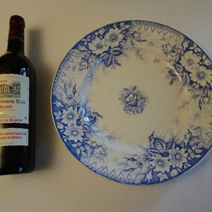 Fruit plate serving plate blue decor stoneware LUNEVILLE France vintage kitchen decoration