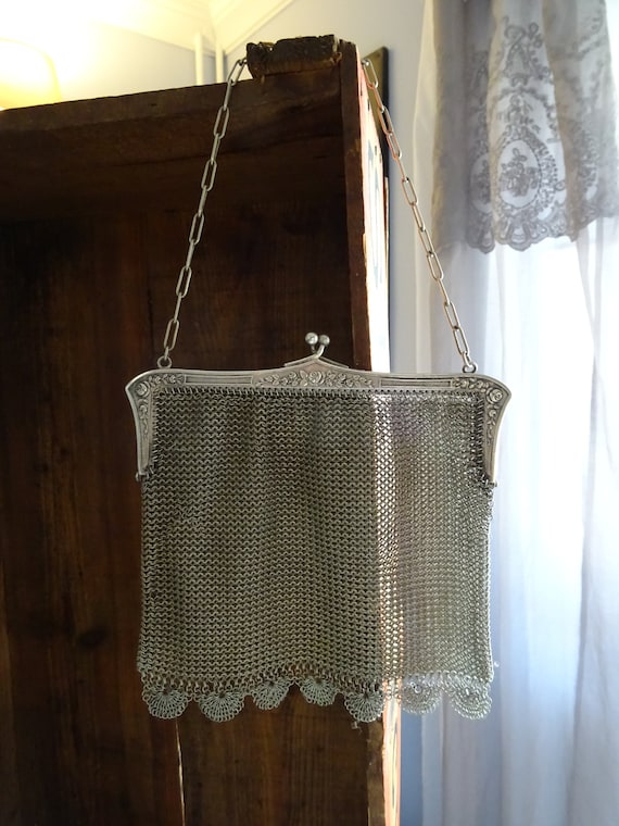 Silver antique bag, Opera bag, Vintage, Art Nouve… - image 1