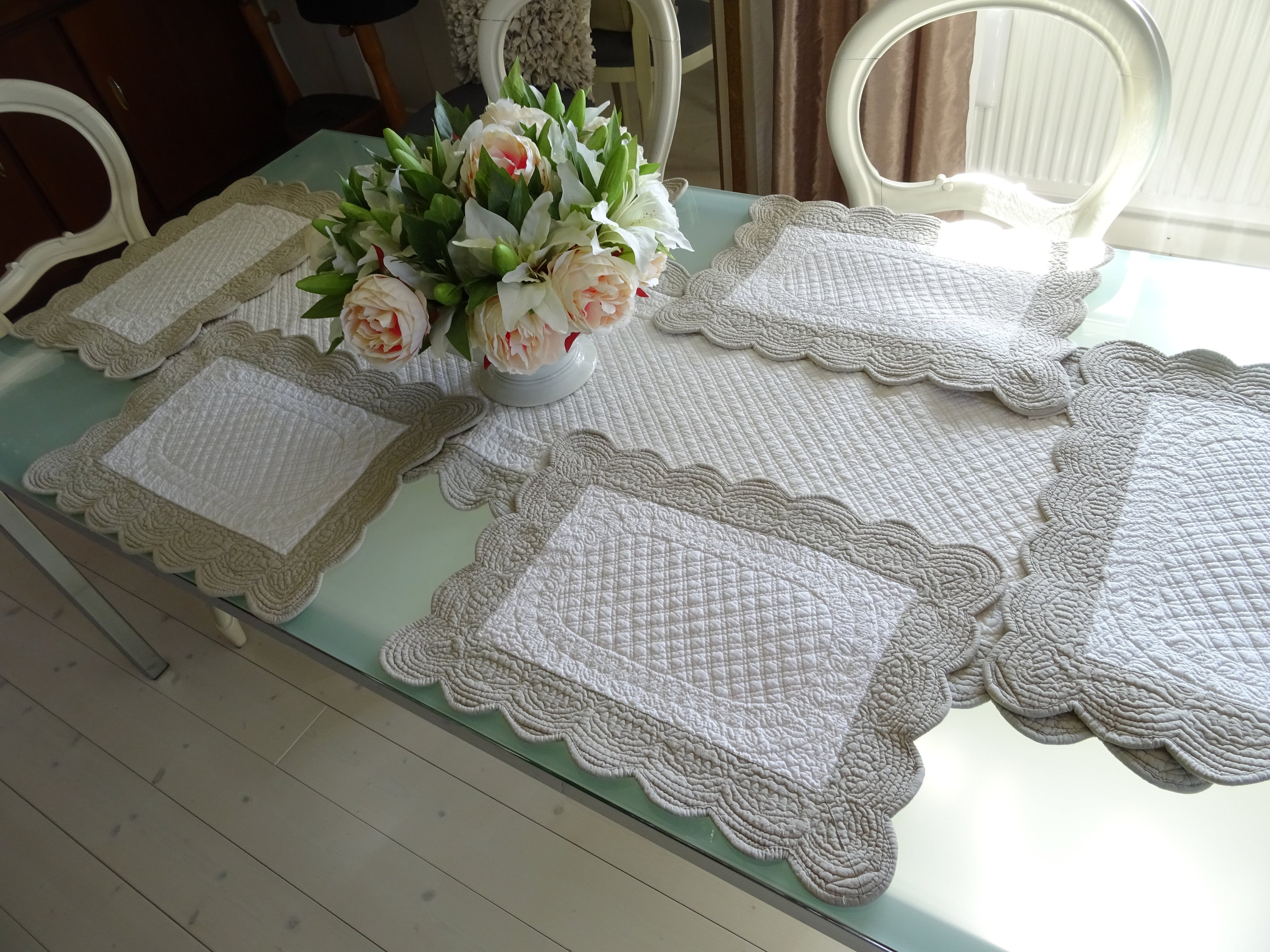 Lot De 6 Sets De Table Anciens MARINETTE ST TROPEZ 45x35 Cm Coton Vintage