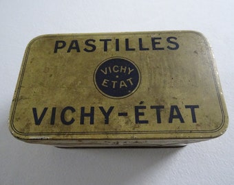 Boîte à pastilles Vichy Etat couvercle pliable papier