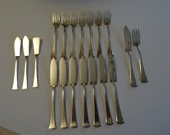 Silver-plated Art Deco fish cutlery, WMF, silverware, antique, tableware