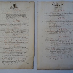 Antikes Dokument, Notarunterlagen aus dem 18. Jahrhundert, 1760 - 1790, Heiratsurkunde, Geburtsurkunde