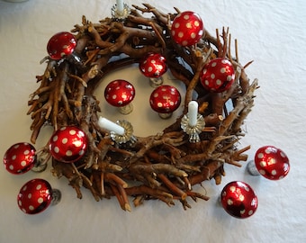 1 of 11, farmer&#39;s glass - silver toadstool, Christmas decoration, glass, handmade