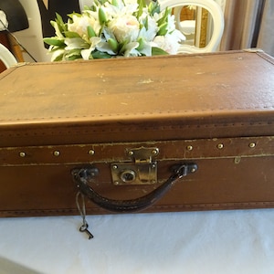 Antique suitcase from France, brass fittings, keys, luggage