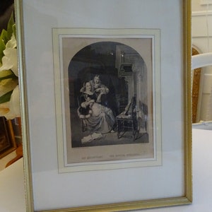 Antique print, in gilded frame, The music rehearsal, The Rehearsal, P. van Slingelandt, Picture, Wall decoration