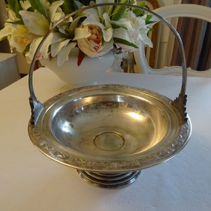Silver-plated handle - basket, fruit bowl, fruit basket, Art Deco, France, hallmarked, silverware, antique
