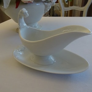 Antique Sauciere with lion&#39;s head, porcelain, France, porcelain vessel
