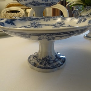 1 of 3, Dreamlike serving bowl on high foot by Sarreguemines "CERES" from France, 1880, Eisenstein, Ironstone, Antique