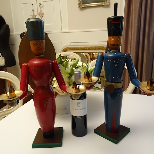 Erzgebirge Angel and Miner Candle Holder Etsy