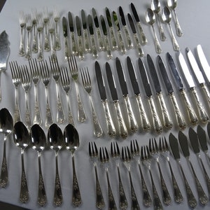 Silver-plated cutlery set 67 pieces, mint condition, France table culture fish cutlery
