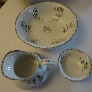 3-piece washing set Saint Amand et Hamage CAIFA bowl water jug green stoneware