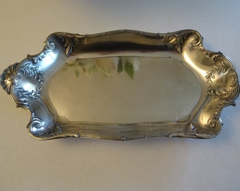 Special elongated serving bowl, silver-plated, mussel handle, hallmarked, France, heavy quality, fruit bowl