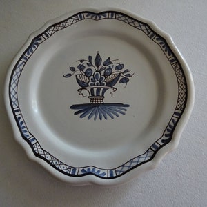 Antique earthenware plate from Normandy, decorative plate, hand-painted plate, fruit plate, Normandy, France