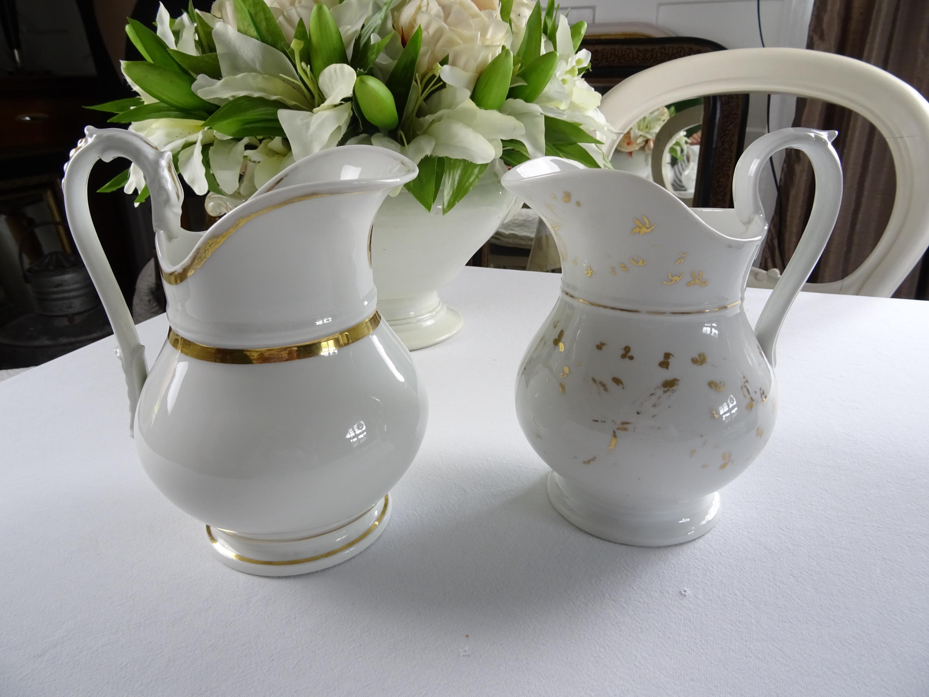 1 of 2 water carafe Napoleon III dragon gold montour floral embossing