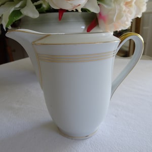 Large milk jug by Arzberg, white porcelain with gold fitting, vintage, antique