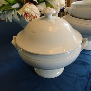 Soupiere by Opaque Luneville, France, Ironstone, Eisenstein, Vintage, Antique