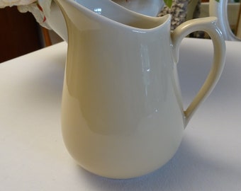 Antique large milk jug / water jug, earthenware, Ironstone, France, Vintage