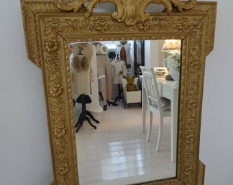 Antique Golden Mirror, Wall Mirror, France, Original, Wardrobe, Bathroom Mirror, Vintage