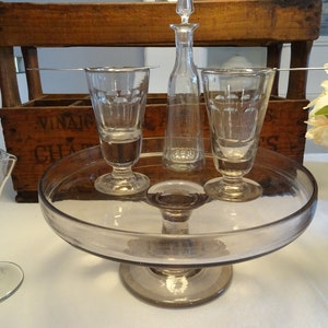 Large glass antique absinthe tray from France, Green Fairy, Absinthe, Vintage