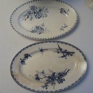 Serving plate by Sarreguemines VEGA, dragonfly, flowers, berry bushes, earthenware, ironstone