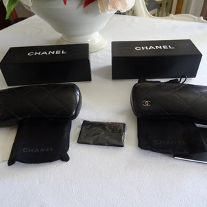 CHANEL Caviar Quilted Glasses Case With Chain Black 677613