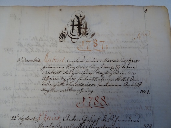 古い手紙束　公証人　アンティーク　フランス　ヴィンテージ　一点物　no.182 アンティーク文書、18 世紀、1760 ～ 1790 年の公証文書、結婚証明書