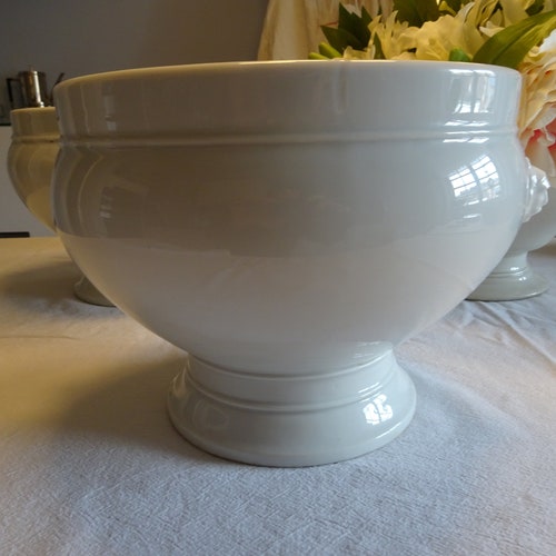 1 of 2, Rare antique heavy soupiere with men's heads from shops France, Vintage, Tableware, Iron stone, Ironstone