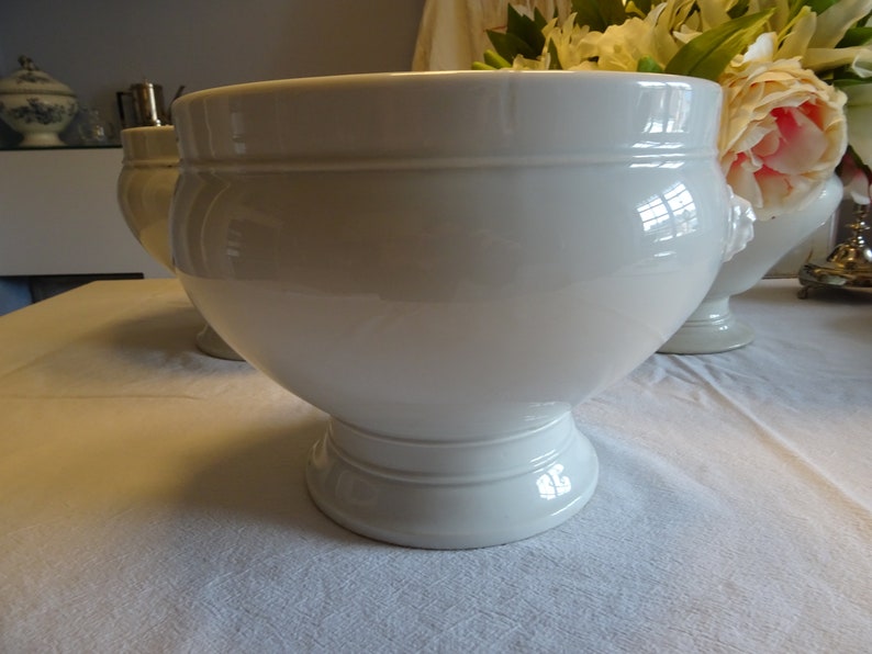 1 of 2, Rare antique heavy soupiere with men's heads from shops France, Vintage, Tableware, Iron stone, Ironstone