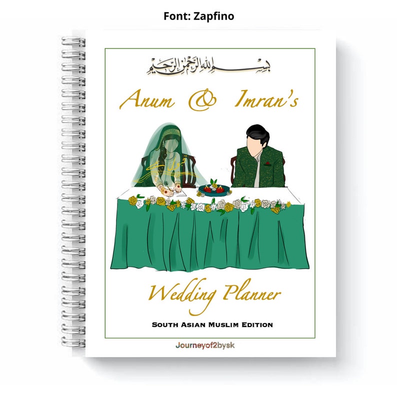 Personalized Muslim Wedding Planner Green Pakistani South Etsy
