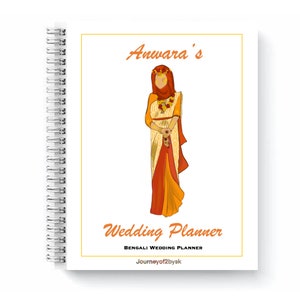 Personalized BENGALI Muslim Wedding Planner | Hijab, Asian, Qabul Hai Book | Bangladeshi Bridal Planner, Scrapbook| Gift for Brides, Couples
