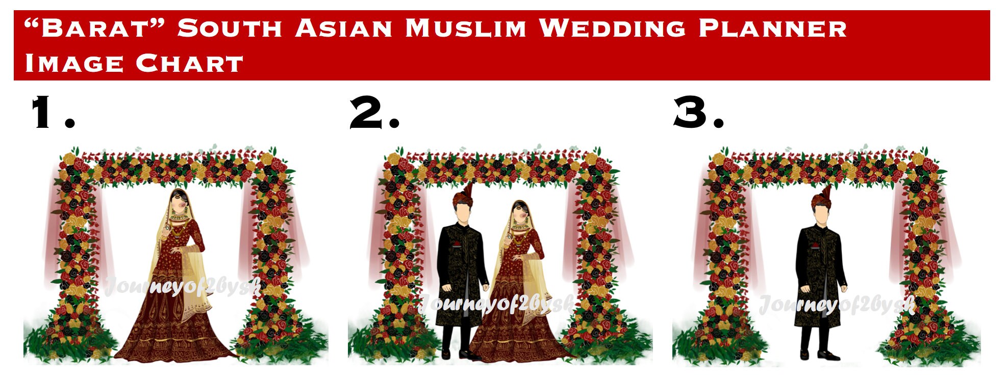 Personalized Muslim Wedding Planner Red, Pakistani, South Asian, Indian