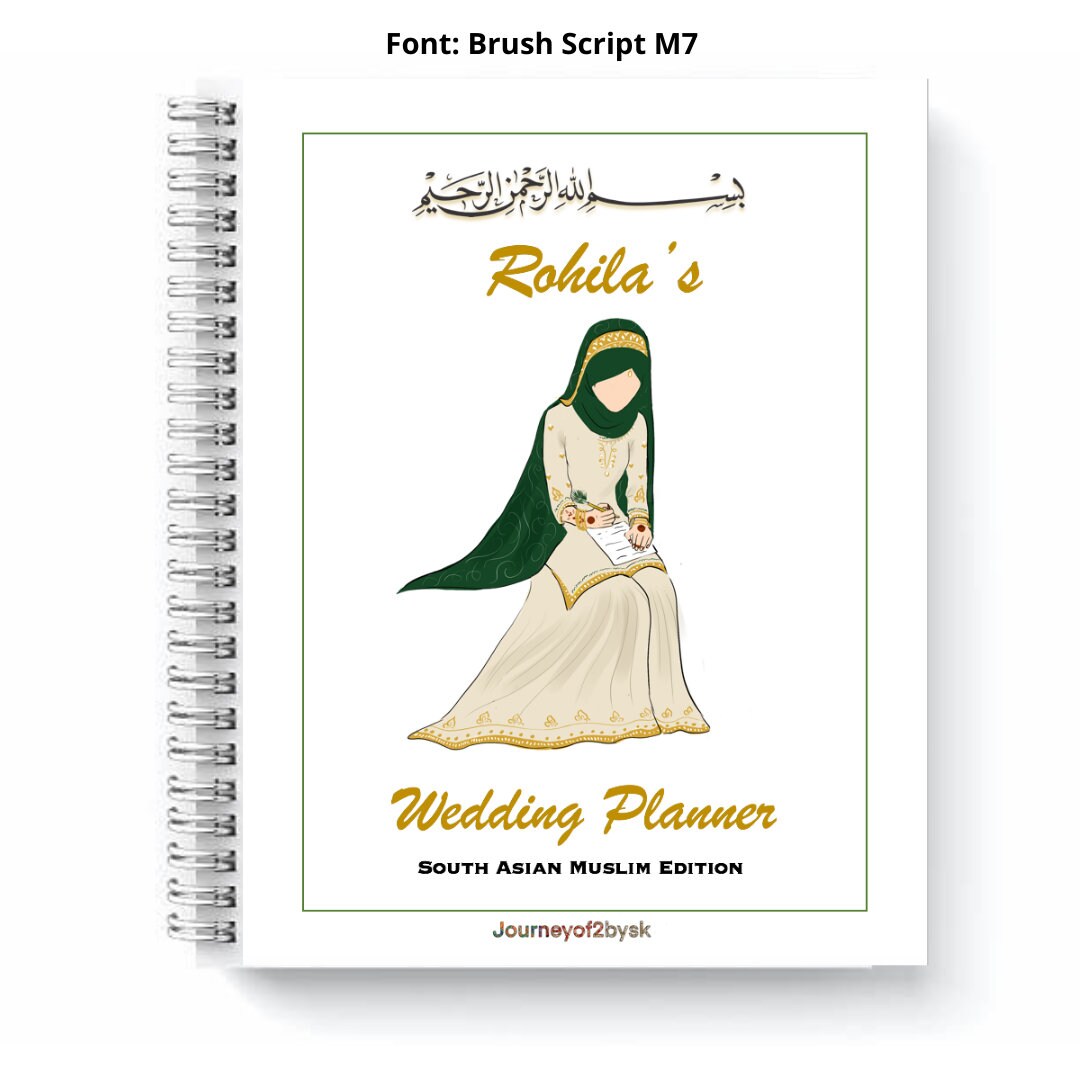 Personalized Muslim Wedding Planner, Green Hijab Pakistani, Indian
