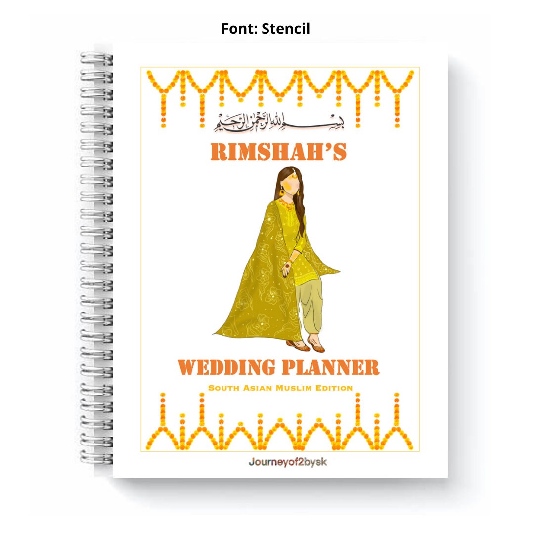 Personalized Muslim Wedding Planner Yellow, Pakistani, South Asian