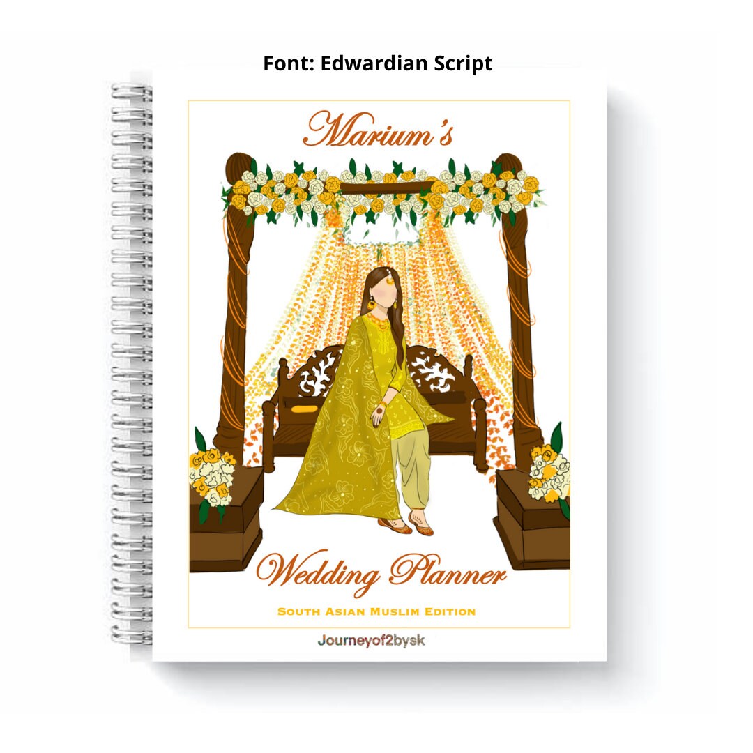 Personalized Muslim Wedding Planner Orange, Pakistani, Indian, Bride to