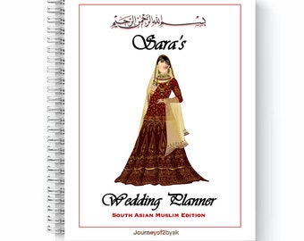 Personalized Red Muslim Wedding Planner Book | Pakistani, South Asian, Indian, Engagement Gift | Desi Wedding Scrapbook | Gift for Brides