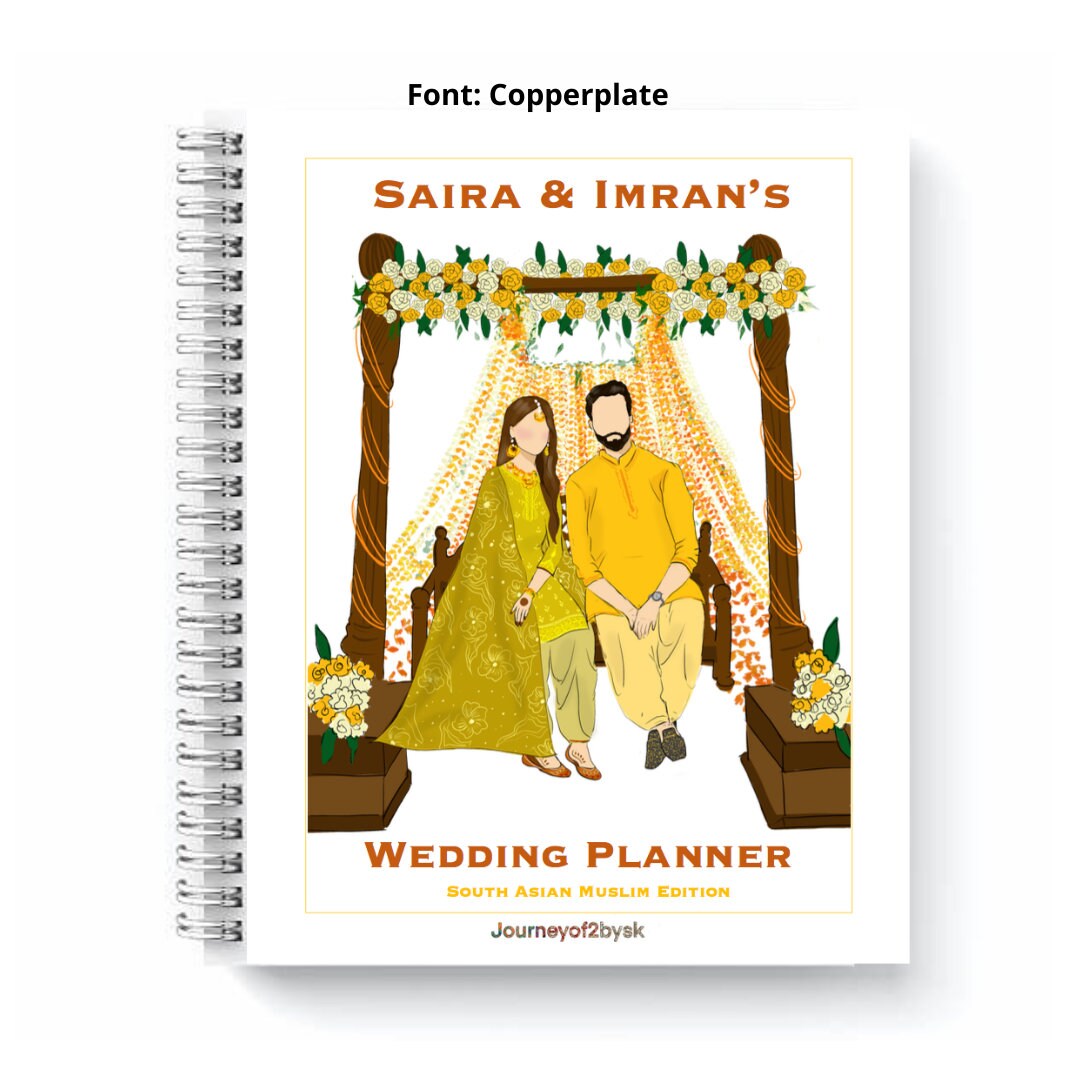 Personalized Muslim Wedding Planner Orange, Pakistani, Indian, Bride to