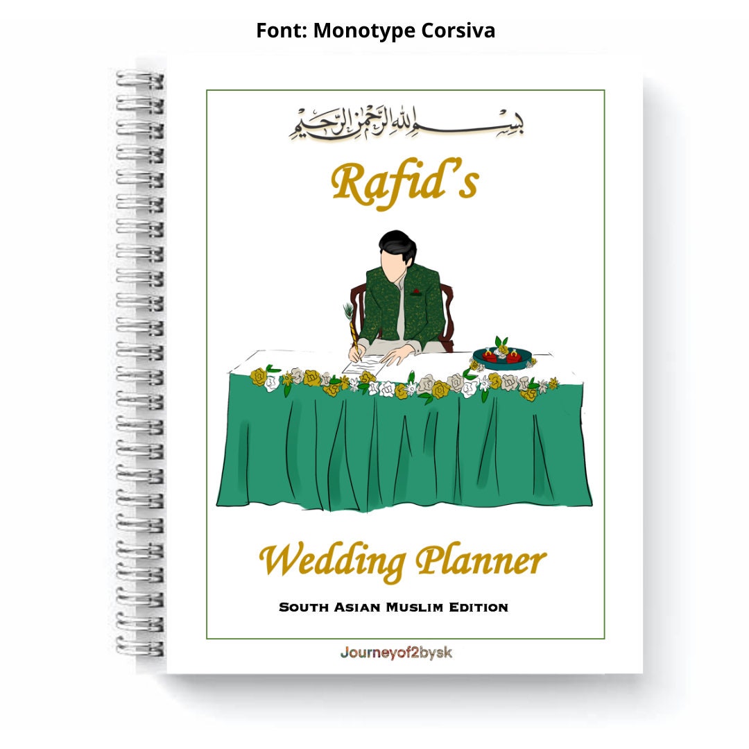 Personalized Muslim Wedding Planner Green Pakistani South Etsy