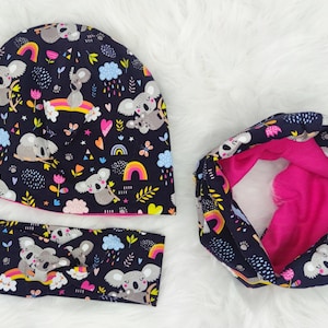 Koala bear hat / beanie and loop / scarf and headband set or each individually, winter set, transition set, children, baby