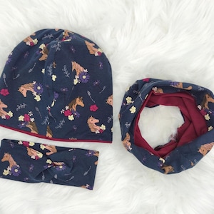 Horses / Flowers Hat / Beanie and Loop / Scarf and Headband Set or each individually, Winter Set, Transition Set, Children, Baby