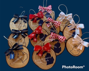 State Park Ornaments, Wood ornament, Camping Ornament, Personalized state park camping collectable gift.