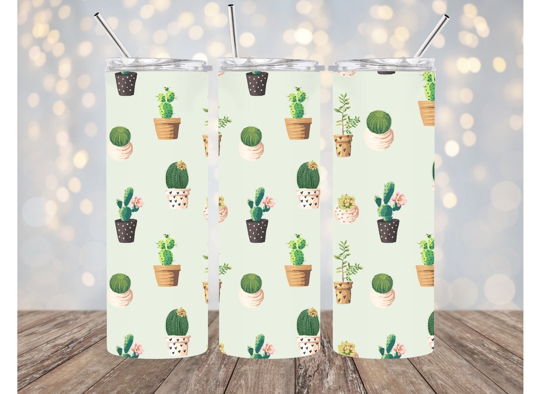 Cactus Plant 20 Oz Skinny Straight Tumbler Sublimation Design, Instant ...