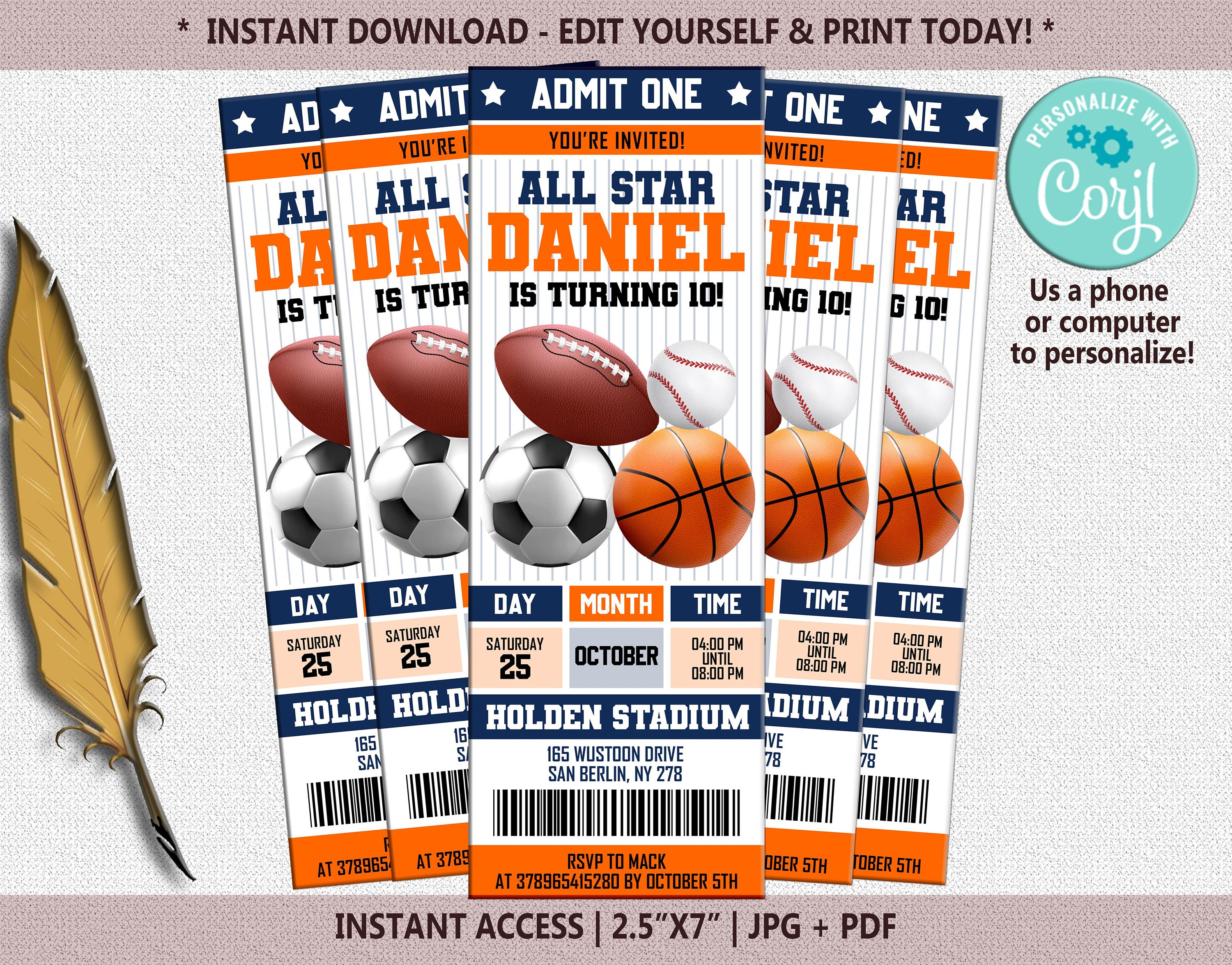St Louis Blues Ticket Style Sports Party Invitations – Sports Invites