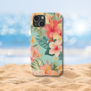 Hawaiian iPhone Case | Slim Case for iPhone 15, 14, 13, 12, 11, X | Trendy iPhone Case |  | Hawaii Tropical Souvenir | Hibiscus Phone Cover