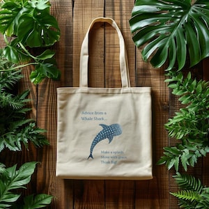 Sac fourre-tout requin baleine : toile de coton écologique - durable et élégante image 9