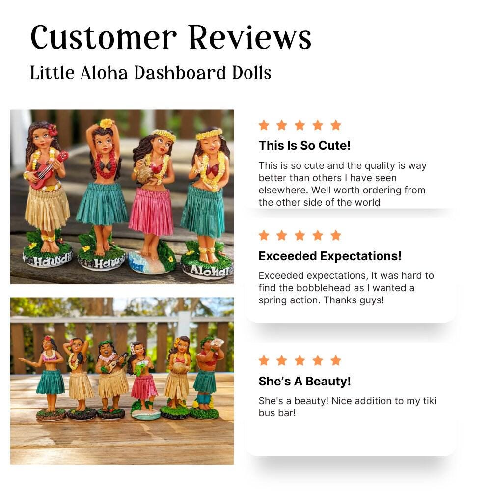 ハワイアンダッシュボードフラドール、手描き、ナチュラルスカート付き