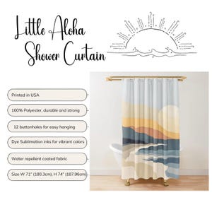 Boho Shower Curtain: Mid Century Modern Sun and Ocean Design image 6