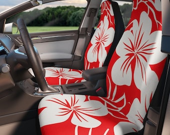 Coprisedili per auto: motivo ibisco hawaiano - stile tropicale e colorato