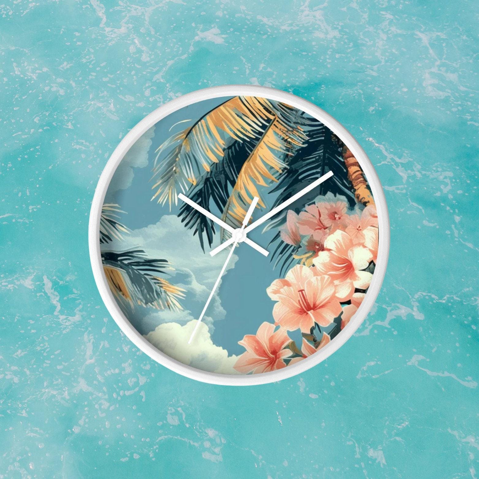 Tropical Hawaiian Wall Clock, Floral Design (10-inch Indoor) - Etsy